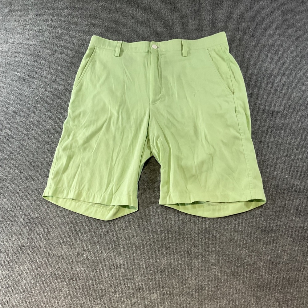 FootJoy Mens Golf Shorts W34 Lime Green Nylon Performance Flat Front FJ Logo